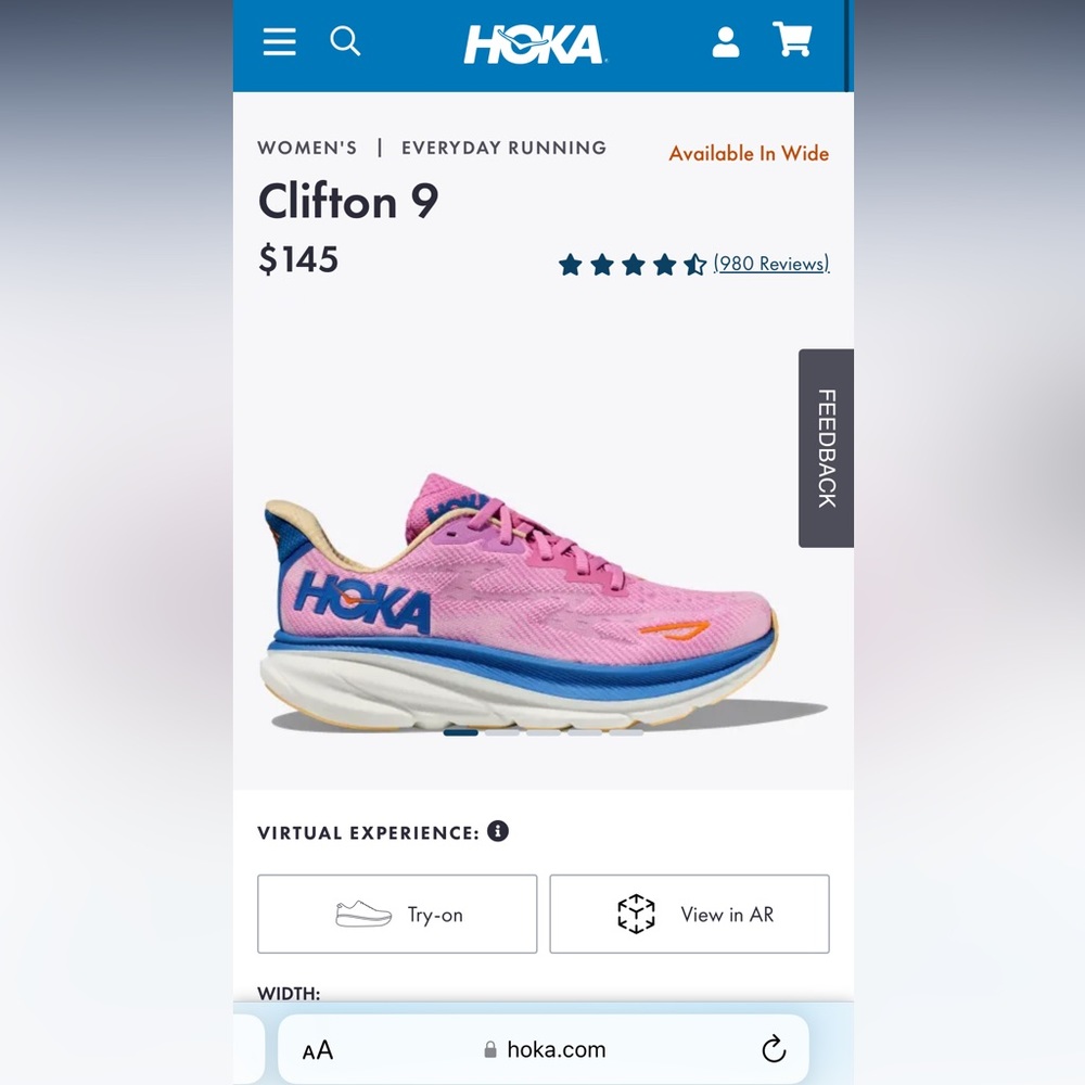 NWOT HOKA Clifton 9